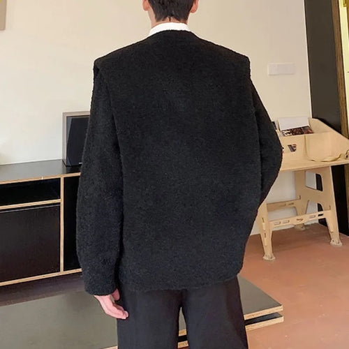 Load image into Gallery viewer, Round Neck Men&#39;s Sweater Cardigan Casual Thickened Shoulder Design Solid Color Male Knitting Jacket Spring  Trend 9C2691
