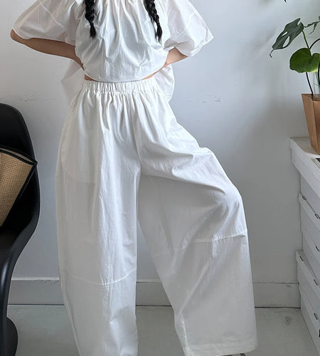 High Elastic Waist White Brief Pocket Wide Leg Casual Pants New Trousers Women Fashion Tide Spring Autumn 2025 1DJ1590