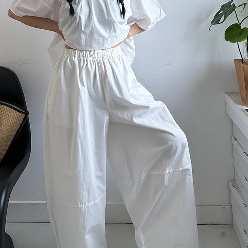 Load image into Gallery viewer, High Elastic Waist White Brief Pocket Wide Leg Casual Pants New Trousers Women Fashion Tide Spring Autumn 2025 1DJ1590

