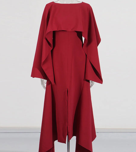 Solid Spliced Temperament Loose Dresses For Women O Neck Long Sleeve High Waist Elegant Dres Female Fashion Style