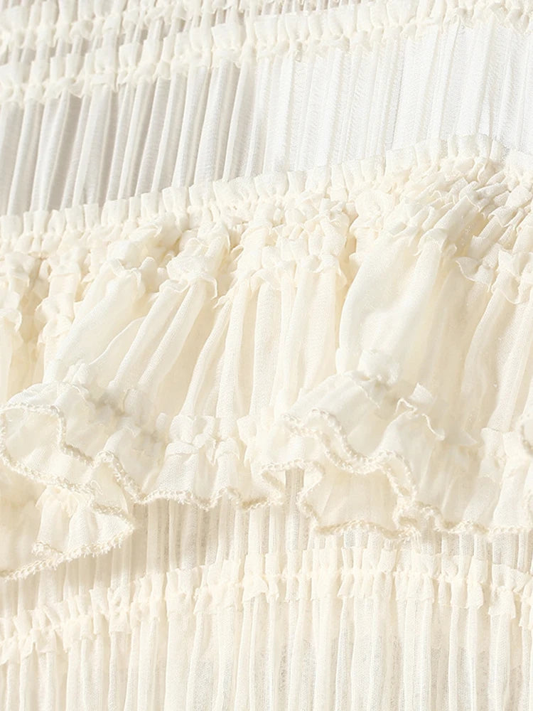 Women Khaki Lace Ruffles Big Size Long Trench New Lapel Long Sleeve Windbreaker Fashion Tide Spring Autumn 2025 7AB8040