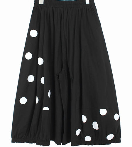 High Elastic Waist Black Dot Printed Irregular Long Wide Leg Pants New Trousers Women Fashion Spring Autumn 2025 1DH9642