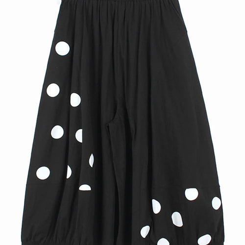 Load image into Gallery viewer, High Elastic Waist Black Dot Printed Irregular Long Wide Leg Pants New Trousers Women Fashion Spring Autumn 2025 1DH9642
