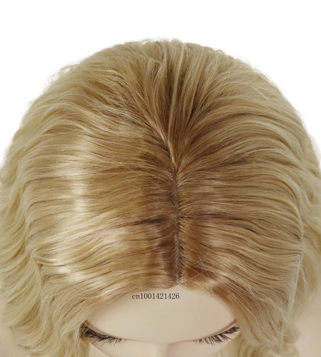 Cosplay Wigs for Girls Synthetic Hair Shoulder Length Mix Blonde Wig Costume Carnival Party Halloween Wavy Wigs Heat Resistant