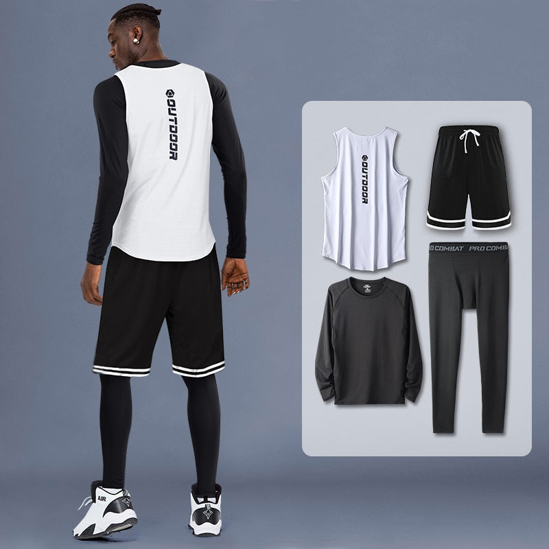 Men's Compression Sportswear Suits Gym Tights Training Clothes Workout Jogging Sports Set Running Tracksuit Quick Dry Rash Guard