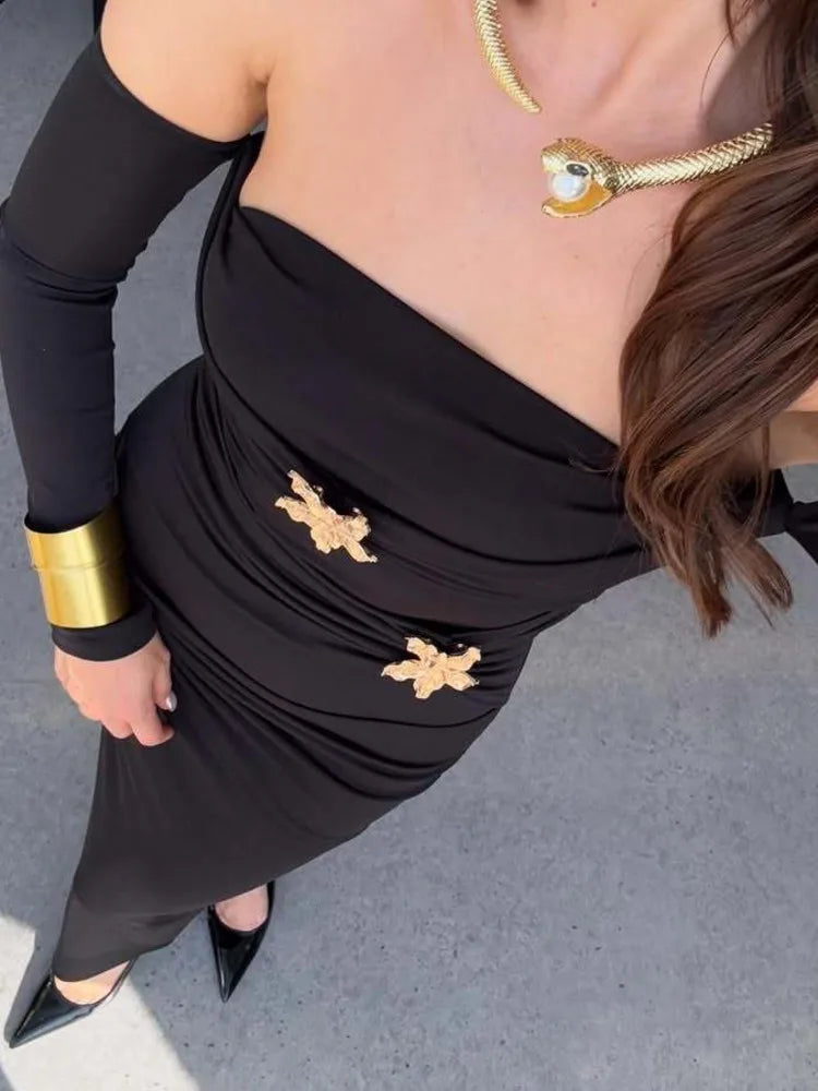 Elegant Strapless Bodycon Party Club Evening Dress Women Sexy Sleeveless Backless Summer New 2025 Slim Female Vestido