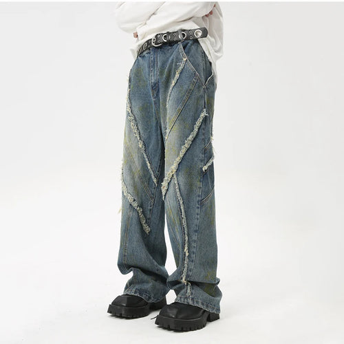 Load image into Gallery viewer, Fashion Summer New Men&#39;s Straight Denim Pants Korean Style Loose Pockets Zippers Male Casual Wide Leg Trousers 2024 9C6092
