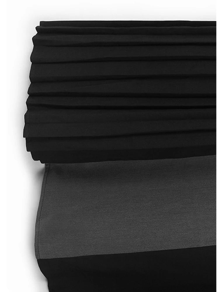 Women Black Color-block Pleated Big Size  Strap Dress New Square Collar Sleeveless Fashion Tide Spring Autumn 2025 1DH6342