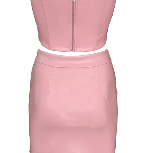 Load image into Gallery viewer, Orange Top And Skirt Set Sexy Corset Top Cropped And Leather Dress Strapless Top Birthday Dress For Women 2022
