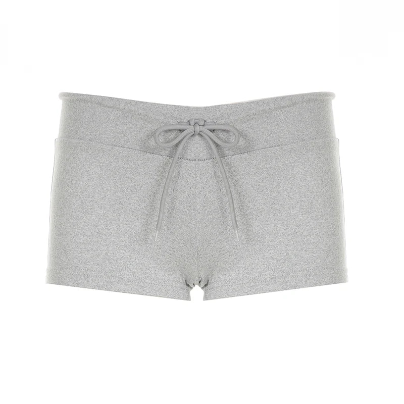 Casual Solid Drawstring Mini Micro Shorts Women's Skinny Sporty Knitted Short Bottoms Summer Basic Yoga Homewear New