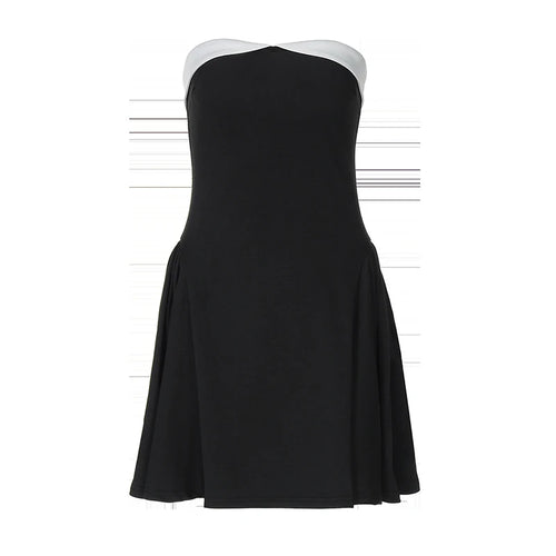 Load image into Gallery viewer, Sexy Sleeveless Patchwork Off-shoulder Backless Strapless Mini Dress For Women Solid Zipper Slim Sexy Club Party Dress
