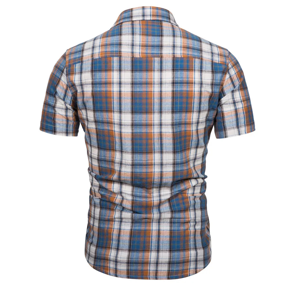 Brand Quality Plaid Shirt Men 100% Cotton Short Sleeve Summer Men's Shirts Fashion Casual Social Business Shirt for Men