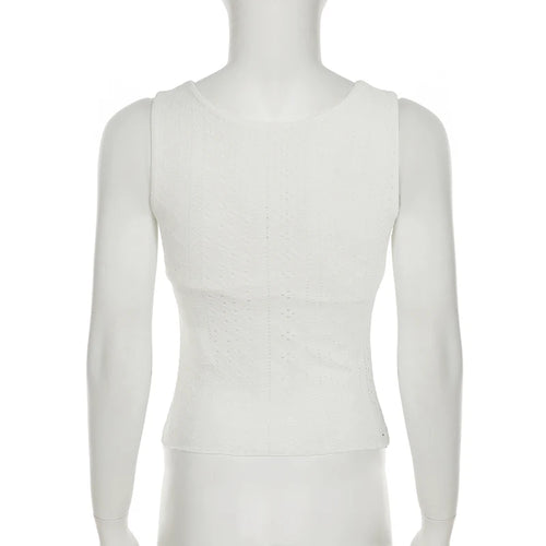 Load image into Gallery viewer, Cutecore Frill Trim With Appliques Mini Tank Tops Women Summer V-Neck Slimming Sexy Vest Chic Hollow Out Clothes New
