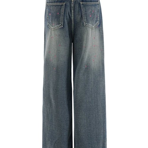 Load image into Gallery viewer, High Waist Blue Denim Painted Long Casual Wide Leg Jeans New Women Trousers Fashion Tide Spring Autumn 2025 CPG2279
