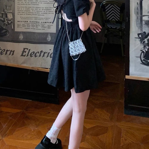 Load image into Gallery viewer, Vintage Design Black Mini Dress Women Gothic Harajuku Sexy Backless Short Dresses Summer Korean Fashion Kpop
