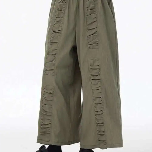Load image into Gallery viewer, High Elastic Waist Army Green Pleated Long Wide Leg Pants New Trousers Women Fashion Tide Spring Autumn 2025 1DH6677
