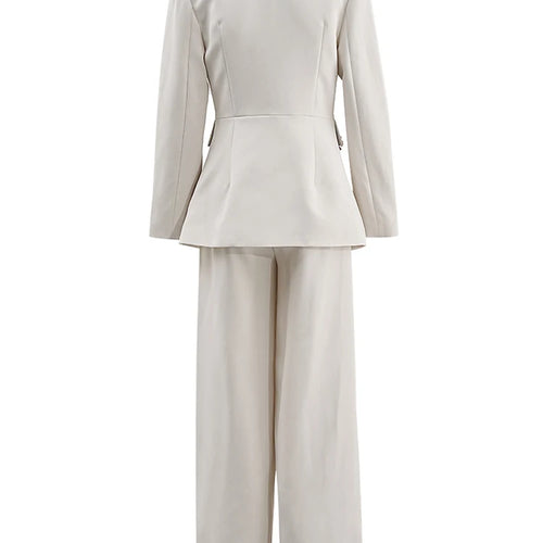 Load image into Gallery viewer, Apricot Flower Blazer Wide Leg Pants Two Piece Suit New Lapel Long Sleeve Women Fashion Tide Spring Autumn 2025 3WM838
