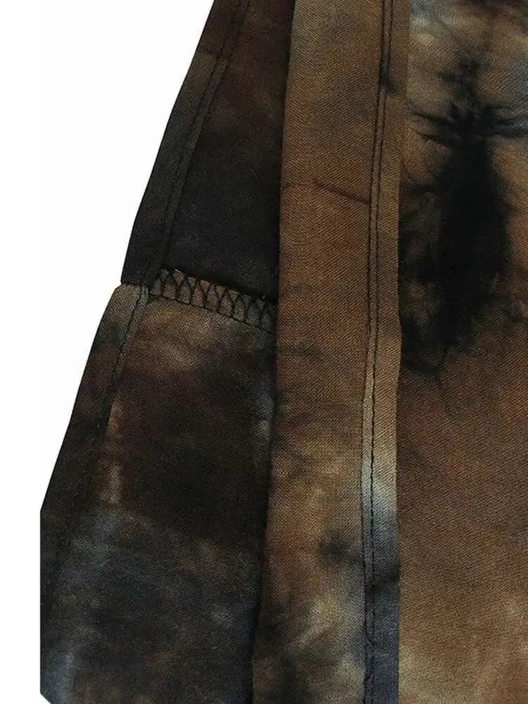 Women Tie Dye Pleated Big Size Casual Strap Dress New Square Collar Sleeveless Fashion Tide Spring Autumn 2025  1DH6611