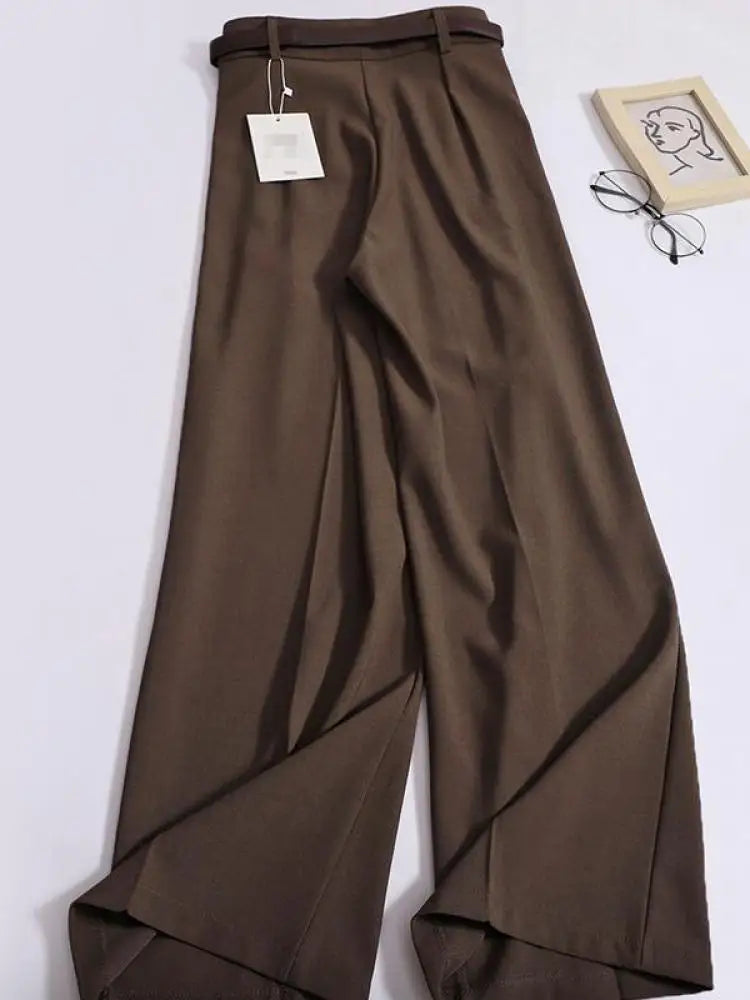 Spring Summer Solid Casual Versatile Long Pants Women's High Waist Wide Leg Loose Pleated Trousers Simplicity Streetwear popular