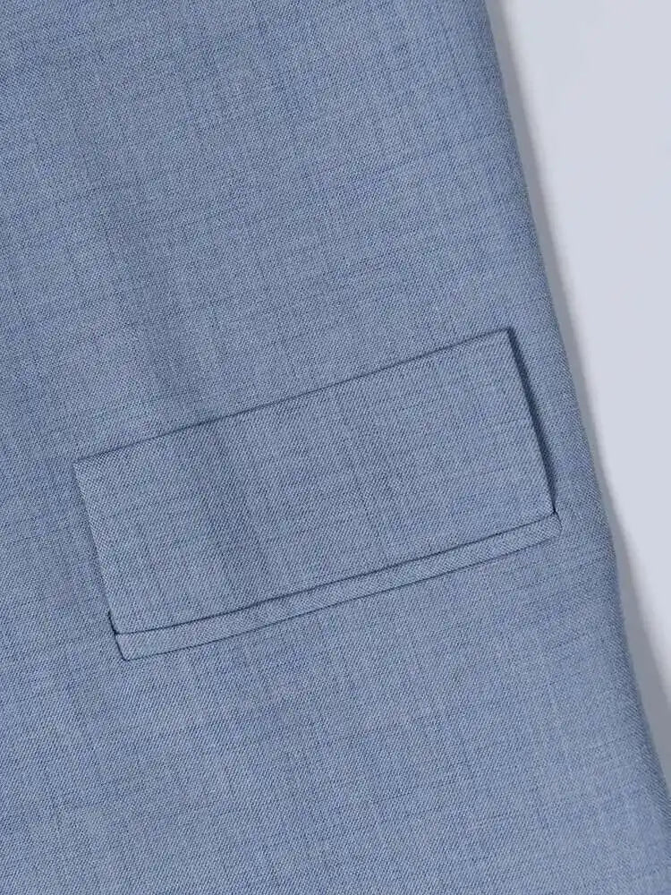 Women Blue Big Size Long Elegant Blazer New Lapel Long Sleeve Loose Fit Jacket Fashion Tide Spring Autumn 2025 2AAA0