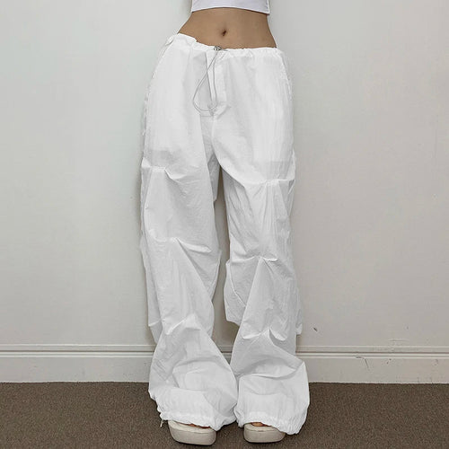 Load image into Gallery viewer, Harajuku Oversize White Drawstring Parachute Pants Folds Low Rise Tech Sweatpants Draped Casual Baggy Trousers Women
