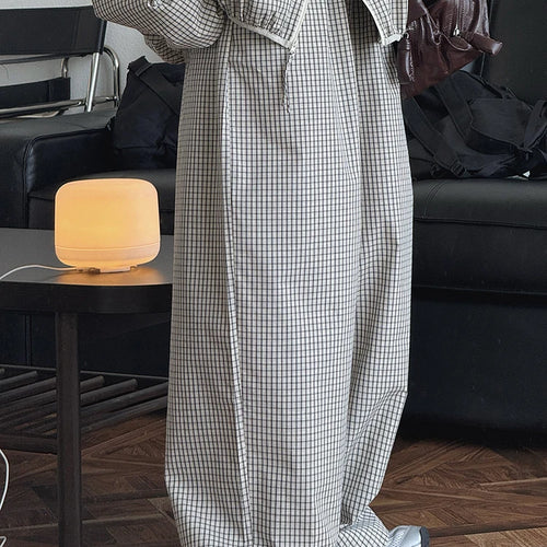 Load image into Gallery viewer, High Elastic Waist Beige Plaid Casual Long Wide Leg Pants New Trousers Women Fashion Tide Spring Autumn 2025 1DJ0867
