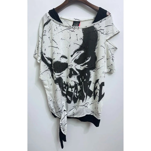 Load image into Gallery viewer, Fake Two Women Tshirts Patchwork Punk Tees Print Short Sleeve Loose Camisetas 2024 Ropa Mujer Casual Fashion Y2k T-shirt Tops
