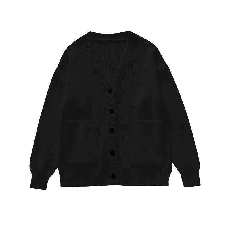 Autumn Sweet Y2k Aesthetic Casual Knitted Cardigans 2025 Grunge Gentle Solid All Match Tops Harajuku Loose V Neck Sweater Women