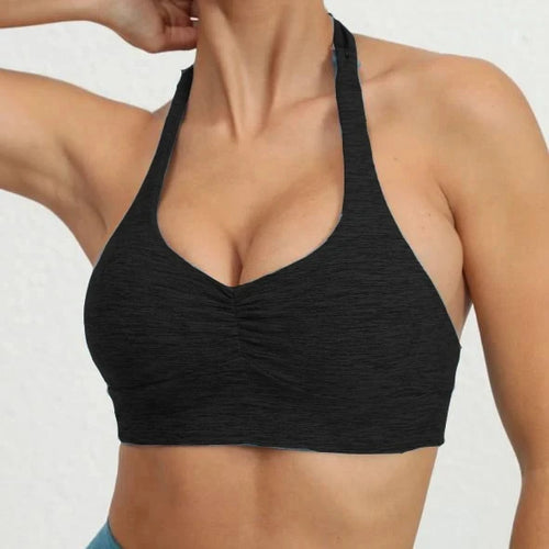 Load image into Gallery viewer, Nylon Pad Women Halter Underwear Gym Yoga Sports Bra Running Workout Push Up Top Athletic Vest Fitness Exercise Brassiere
