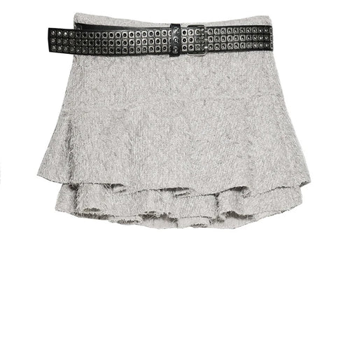 Load image into Gallery viewer, Gray Ribbons Sweater Mini Skirt Two Pieces Suit New Slash Neck Long Sleeve Women Fashion Tide Spring Autumn 2025 1DH9340
