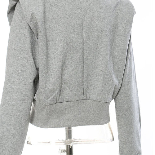 Load image into Gallery viewer, Loose Fit Gray Pleated Shaped Sweatshirt New Round Neck Long Sleeve Women Big Size Fashion Tide Spring Autumn 2025 1DF5202
