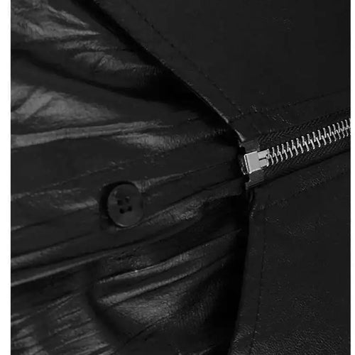 Load image into Gallery viewer, Women Black Pu Leather Pleated Big Size Mini Shirt Dress New Lapel Long Sleeve Fashion Tide Spring Autumn 2025 1DH7337
