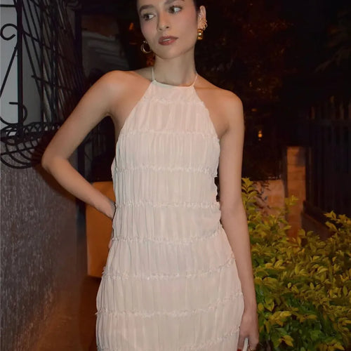 Load image into Gallery viewer, Halter Backless Sexy Maxi Dress For Women Spring Summer New Lace-up Sleeveless Pleated Beach Holiday Long Dress Elegant
