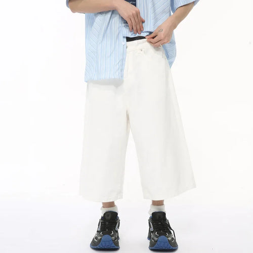 Load image into Gallery viewer, Korean Design Male Jeans Calf-length Pants Loose Wide Leg Trousers Straight Solid Color Male Bottom Summer 9C6431
