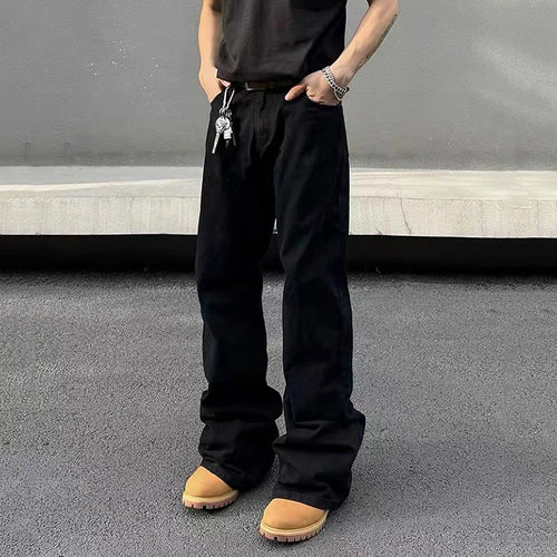 Load image into Gallery viewer, Men's Jeans New American Micro Flared Denim Pants Slim Fit Solid Color High Street Stylish Male Casual Trousers 9W1483
