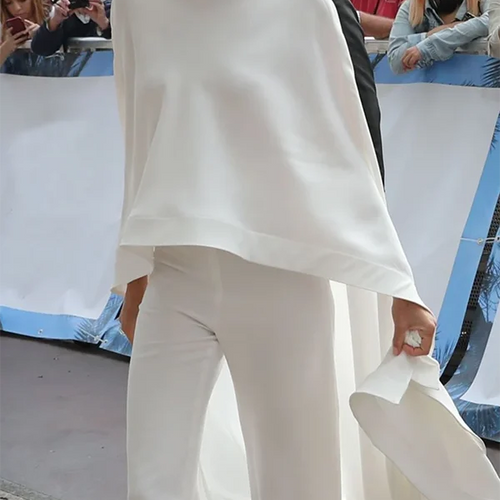 Load image into Gallery viewer, Women&#39;s Two Pieces Pants Set 2025 Spring Summer High-Neck High-Low Loose Tops &amp; Wide Leg Mactching Suits Sets Female
