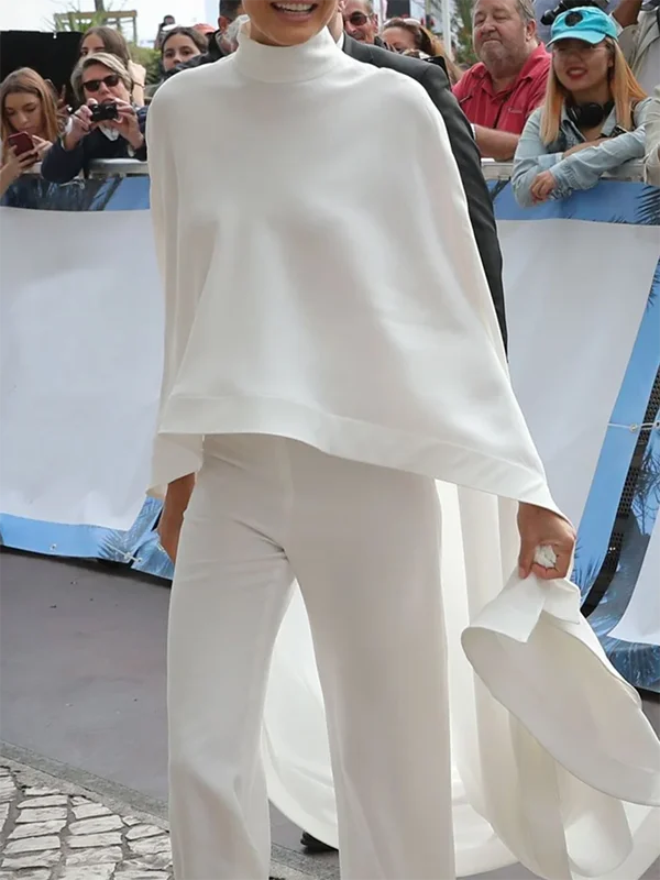 Women's Two Pieces Pants Set 2025 Spring Summer High-Neck High-Low Loose Tops & Wide Leg Mactching Suits Sets Female