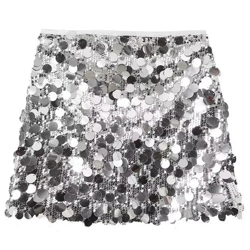 Load image into Gallery viewer, Women Fashion With Sequined Solid Side Zipper Mini Skirt Vintage High Waist Female Chic Lady Skirts
