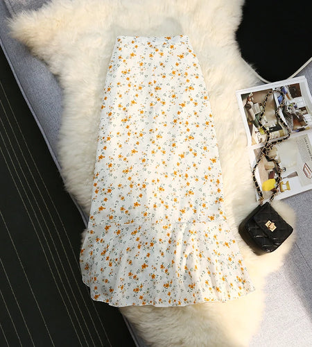 New One-piece Skirt Women Summer Chiffon Wrap Skirt Long Floral Beach Skirt Vintage Slim Skirts Clothes Clothes 2023