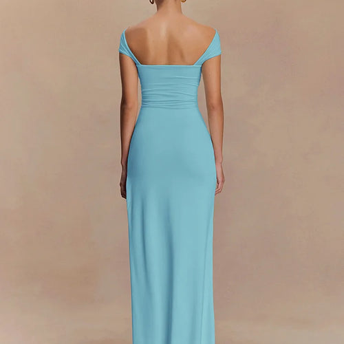 Load image into Gallery viewer, Off-shoulder Strapless Sexy Maxi Dress Women Gown Fashion  Sleeveless Backless High Waist Split Club Party Long Dress
