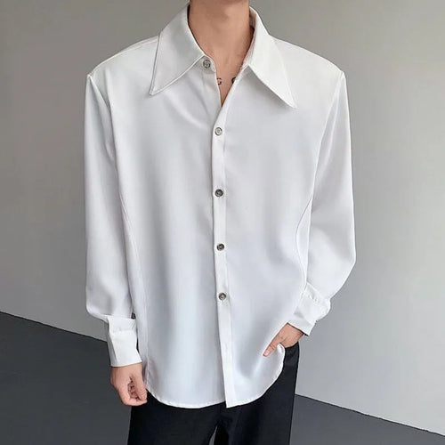 Load image into Gallery viewer, Men&#39;s Drape Shirts Male Long Sleeved Turn-down Collar New Cool Korean Single Breasted Silhouette Ice Silk Clothing 9W1383
