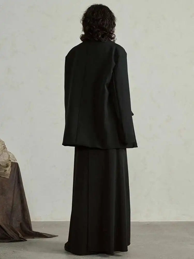 Women Black Embroidery Vintage Big Size Blazer New Stand Collar Long Sleeve Jacket Fashion Tide Spring Autumn 2025 1DH4322