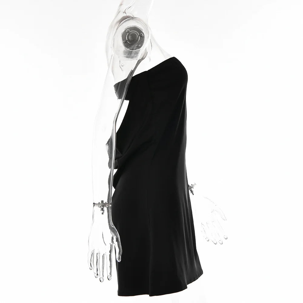 Satin Sexy Backless Mini Dress Women Robe Fashion Strapless Sleeveless Bodycon Night Club Party Short Dresses Vestido