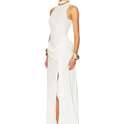 Load image into Gallery viewer, Summer Split Maxi Tank Dress Women Gown Fashion Solid Elegant High Waist Ruched Slim Evening Club Party Long Dress
