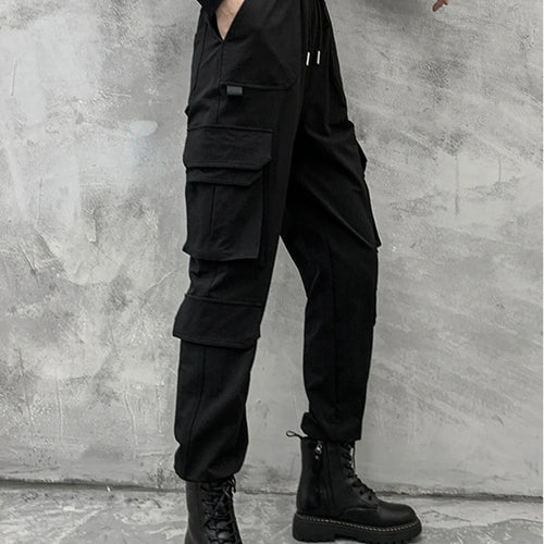 Load image into Gallery viewer, Black Pockets High Elastic Waist Long Harem Trousers New Loose Fit Pants Women Fashion Tide Spring Autumn 2025 1DD2683
