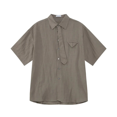 Load image into Gallery viewer, Korean Style Men Two-piece Sets Lapel Solid Color Short Sleeve Single Breasted Shirt Elastic Waist Drawstring Pants 9W1256
