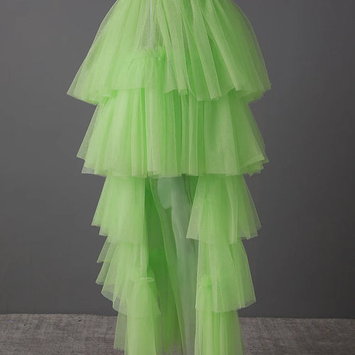Load image into Gallery viewer, High Elastic Waist Green Mesh Layers Irregular Cake Half-body Skirt Women Fashion Tide New Spring Autumn 2025 CPG3074
