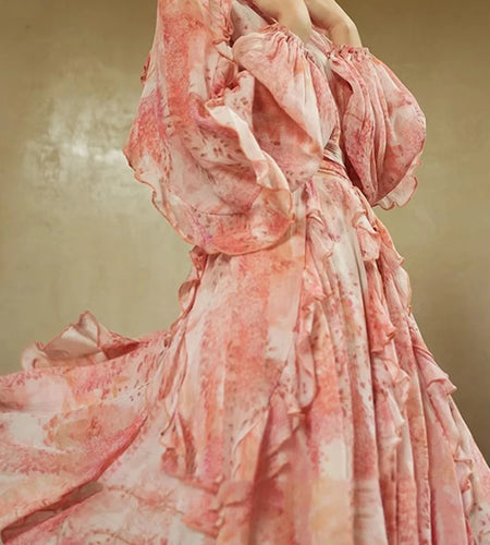 Hit Color Loose Elegant Dresses For Women V Neck Long Sleeve High Waist Temperament Mini Dress Female Fashion Style