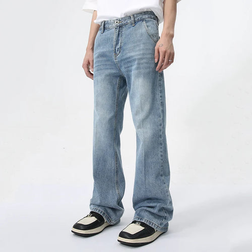 Load image into Gallery viewer, Simple Men Jeans Summer Casual Loose Boot Cut Trousers Zipper Straight Denim Pants Men&#39;s Wear Fashion Tide 9C5974
