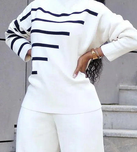 Stripes Sweater for Woman Autumn Loose Long Sleeve Top High-low Daily Casual Pullovers Winter Clothes for Woman